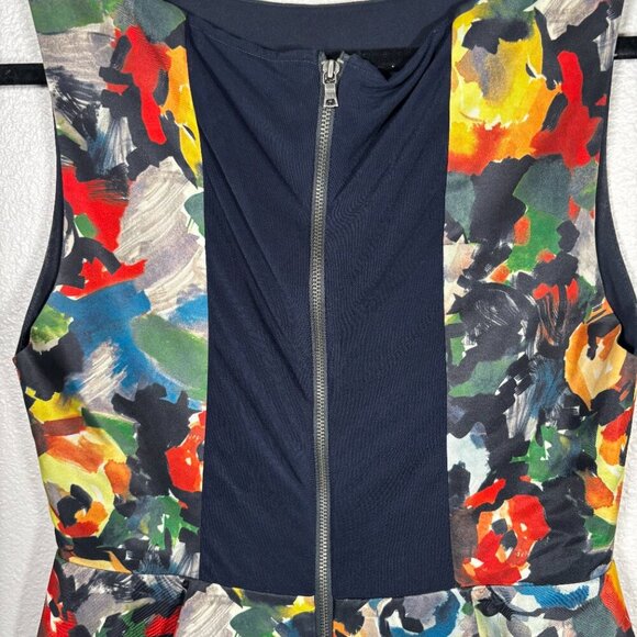 Alice + Oliva Womens Multicolor Brush Stroke Sleeveless Lined Peplum Top Size 4 - Picture 5 of 10